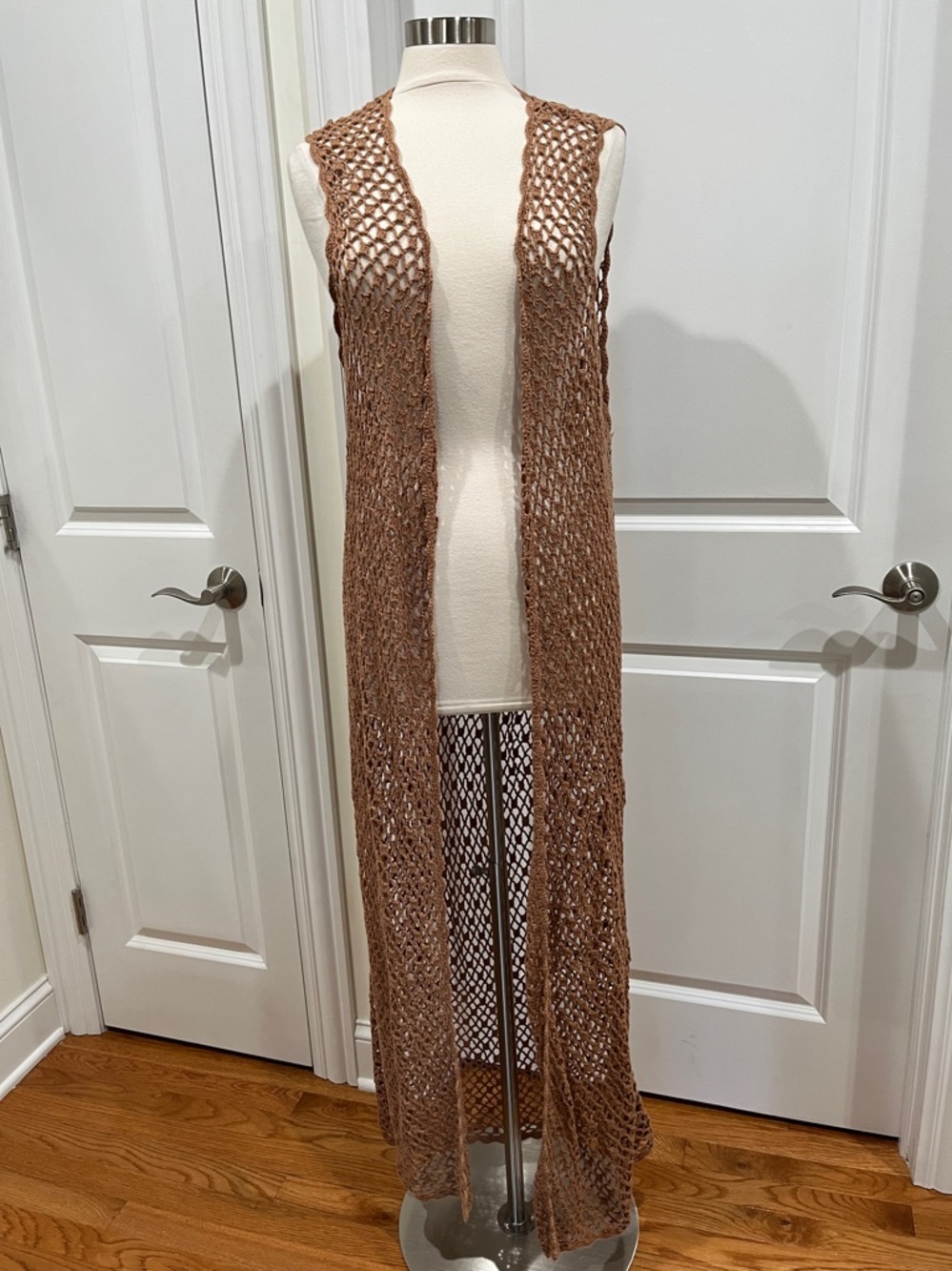 Chico's Crochet Maxi Cardigan Brown Boho Festival Size XXL (Chico's 4)‎